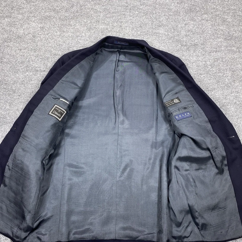 Ralph Lauren Blazer Mens 42 Blue Wool Classic 2-Piece Single-Breasted Lined